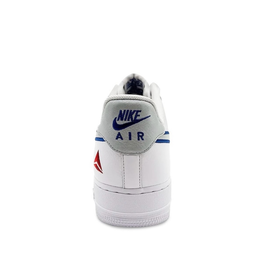 Nike and Delta airline Air White Sneakers with Blue and Red Details collab